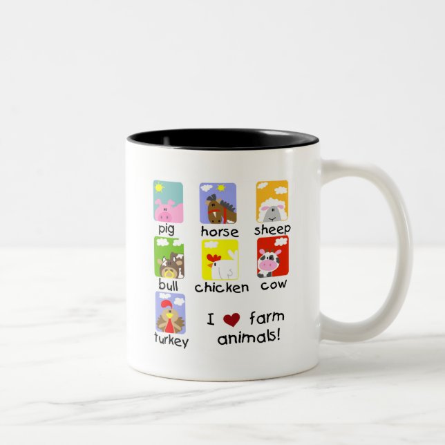 Farm Animals Tshirts and Gifts Two-Tone Coffee Mug (Right)