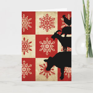 Farm Animals Vintage Style Country Christmas Holiday Card