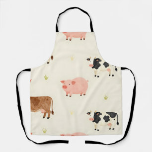 Farm Animals Watercolor Cute Pattern Apron