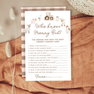 Farm Animals Who Knows Mummy Best Baby Shower Game