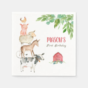 Farm Animals Zoo Boy Birthday Barnyard Napkin