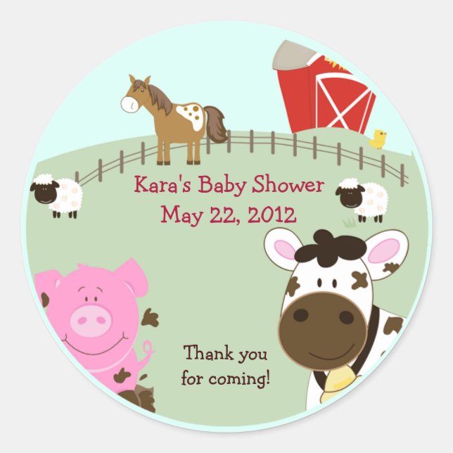 Farm Babies Baby Shower Favour Sticker (Front)