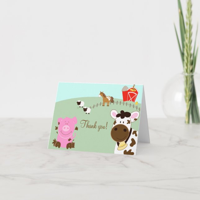 Farm Babies Barnyard Folded Thank you notes (Front)