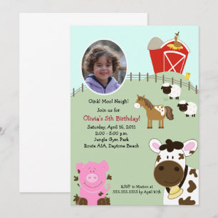 Farm Babies Barnyard *PHOTO* Birthday 5x7 Invitation