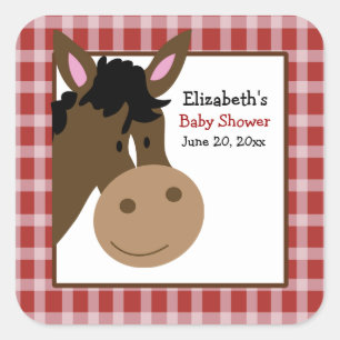 Farm Babies Horse Square Favour Stickers (6 Large)