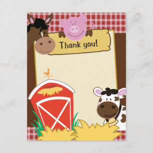 Farm Babies Writable Flat Thank you Card