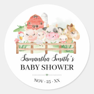 Farm Baby Animal Baby Shower Classic Round Sticker