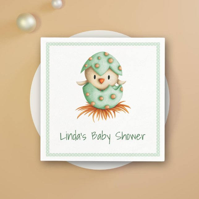 Farm Baby Bird Hatching Green Neutral Polka Dots Napkin (Creator Uploaded)