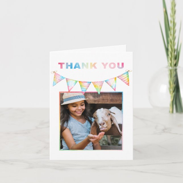 Farm Baby Goat Photo Birthday Thank You Card (Front)