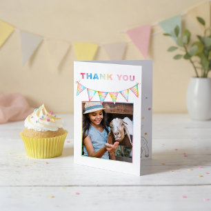 Farm Baby Goat Photo Birthday Thank You Card