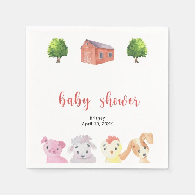 Farm baby shower - baby shower napkin (Front)