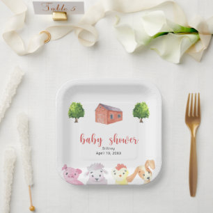 Farm baby shower - baby shower paper plate