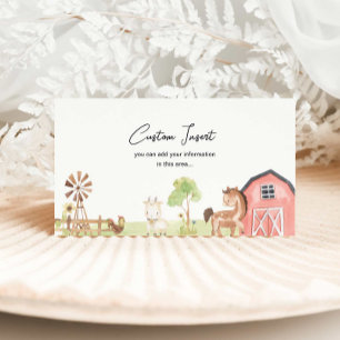 Farm Baby Shower Custom Invitation Inserts