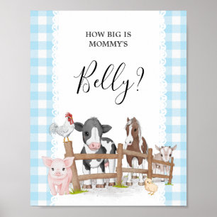 Farm Baby Shower Guess How Big is Mummy's Belly Poster