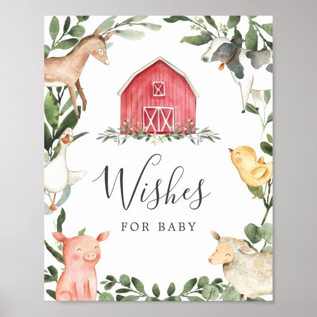 Farm Baby Shower Wishes For Baby Sign (Front)