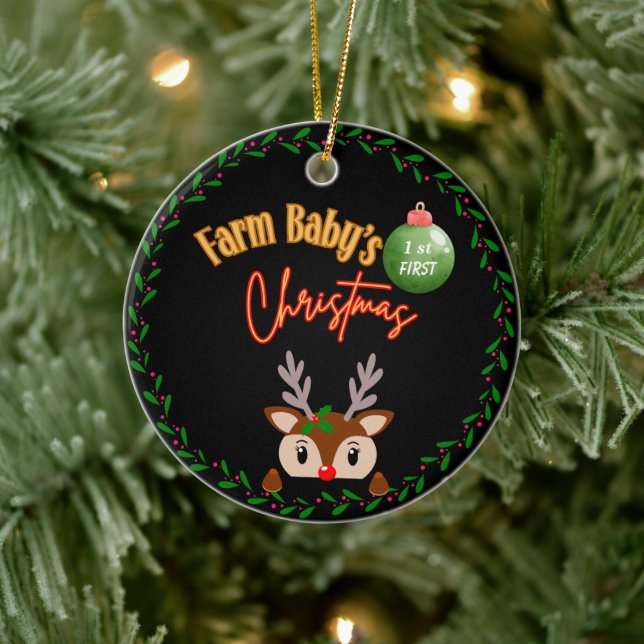 Farm Baby's First Christmas Ornament (Tree)
