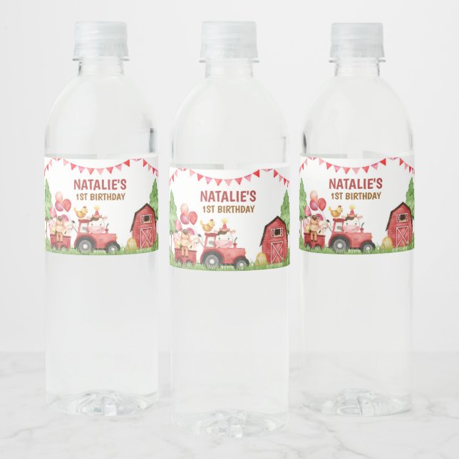 Farm, Barn Animals, Barnyard, Ranch Water Bottle Label (Bottles)