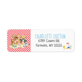 Farm Barnyard Animal Birthday Address Return Address Label