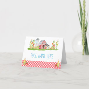 Farm Barnyard Animal Birthday Food Table Tents Thank You Card