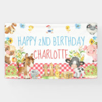 Farm Barnyard Animal Birthday Table Backdrop