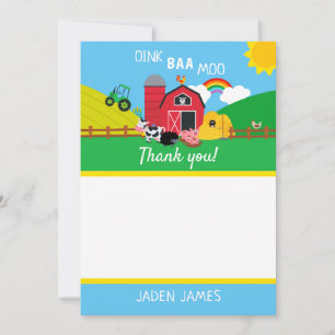 Farm Barnyard Animal Birthday Thank You