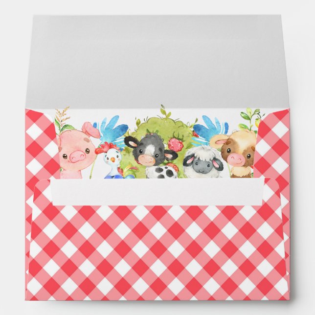 Farm Barnyard Animals 5x7 Card Invite Envelope (Back (Bottom))