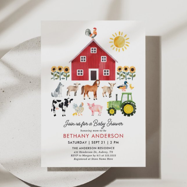 Farm Barnyard Animals Baby Shower Invitation (Creator Uploaded)