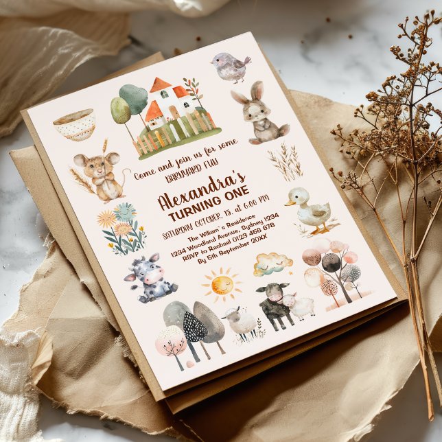 Farm Barnyard Animals Birthday Invitation (Creator Uploaded)