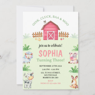 Farm Barnyard Animals Birthday Invitation