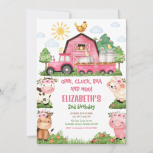Farm Barnyard Animals Birthday Party Invitation