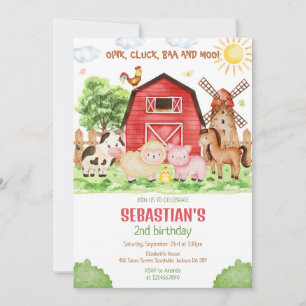 Farm Barnyard Animals Birthday Party Invitation