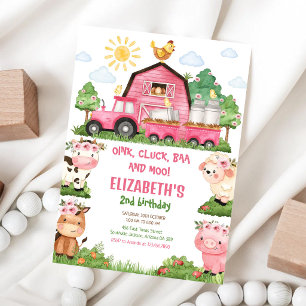 Farm Barnyard Animals Birthday Party Invitation