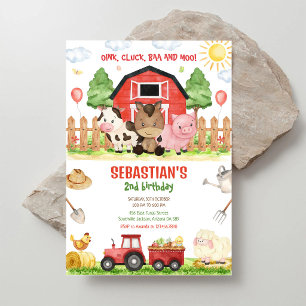 Farm Barnyard Animals Birthday Party Invitation