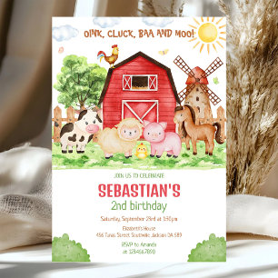 Farm Barnyard Animals Birthday Party Invitation
