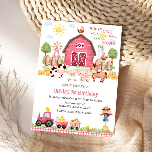 Farm Barnyard Animals Birthday Party Invitation