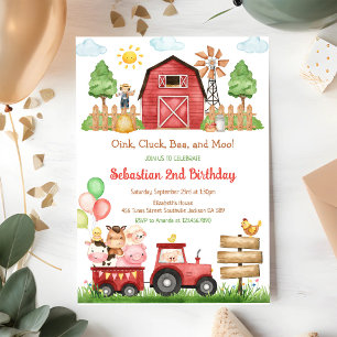 Farm Barnyard Animals Kids Birthday Invitation