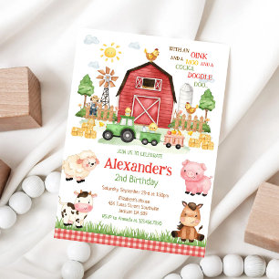 Farm Barnyard Animals Kids Birthday Invitation