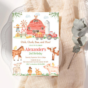 Farm Barnyard Animals Kids Birthday Invitation