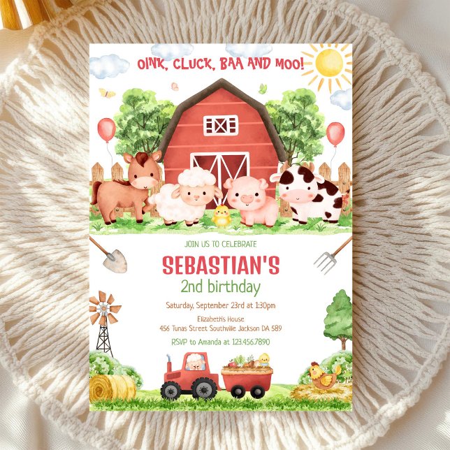 Farm Barnyard Animals Kids Birthday Invitation (Creator Uploaded)