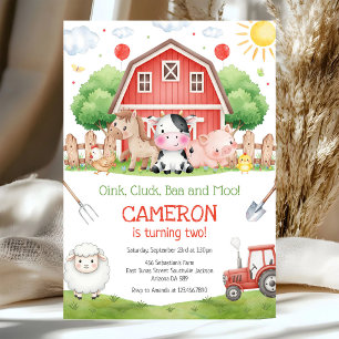 Farm Barnyard Animals Kids Birthday Invitation