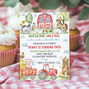 Farm Barnyard Animals Kids Birthday Invitation