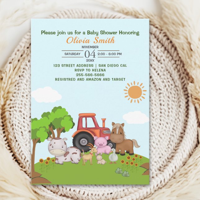 Farm Barnyard Baby Shower Invitation (Creator Uploaded)
