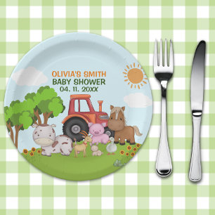 Farm Barnyard Baby Shower Paper Plate