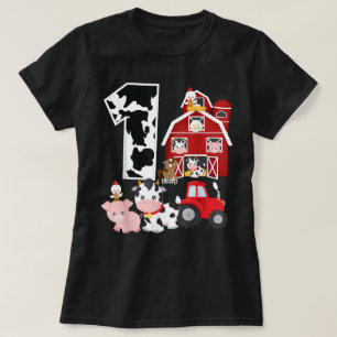 Farm Barnyard Theme Pig Cow Horse 1st Birthday 1 T-Shirt