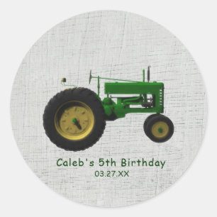 Farm Barnyard Tractor Birthday Party Favour Custom Classic Round Sticker