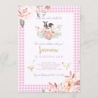 Farm Baryard Birthday Girl Invitation