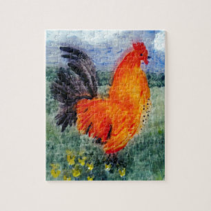 Farm Bird Painting Rooster Chicken Jigsaw Puzzle