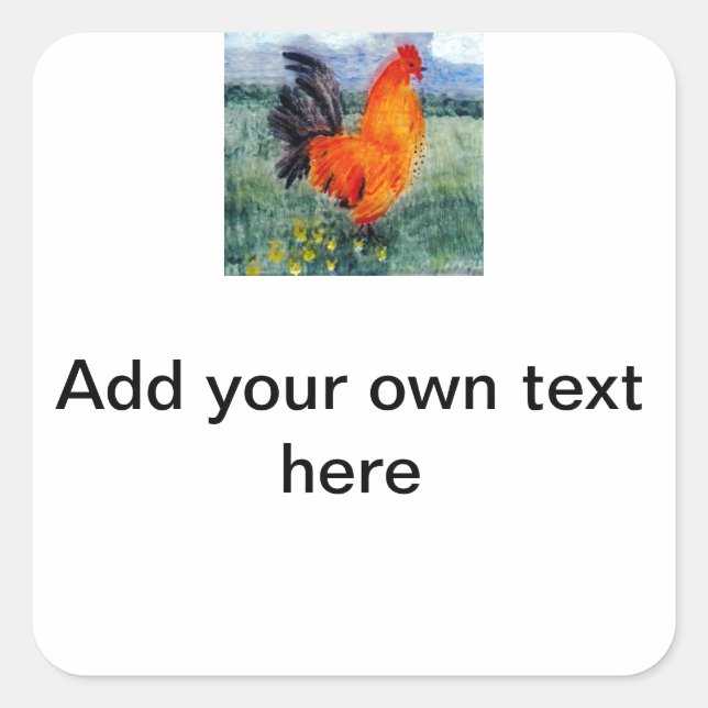 Farm Bird Rooster Chicken Custom Square Sticker (Front)