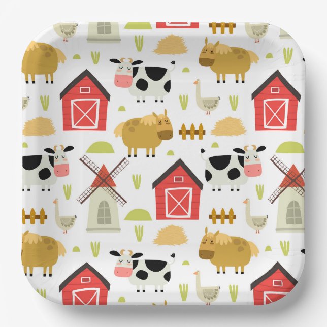 Farm Birthday Baby Shower Paper Plate (Front)