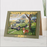 "FARM"~Birthday Card For Son<br><div class="desc">"FARM"
Birthday Card: wording inside~ ... SON... "Happy Birthday!"
Old Style~Land Rover and Dog.
Design by GJLC 
JackCrisp.co.uk</div>